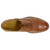Top-down view of the Clark oxford's cap-toe seam and Parma calfskin grain in brandy