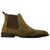 Side profile of madero suede Chelsea boot showing elastic gusset and pull tab detail
