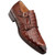 Mezlan Doyers Sport crocodile double monk strap shoe showing dual buckle straps, angled view