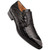 Mezlan Doyers Black crocodile double monk strap shoe showing dual buckle straps, angled view