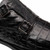Mezlan Doyers Black crocodile dress shoe, strap and vamp texture close-up