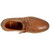 Top-down view of the Bravo II chukka boot's moc-toe seam and pebble grain texture in mahogany