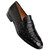 Mezlan Nogales Moc Toe Black Ostrich Leather Penny Loafer