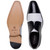 Belvedere Shoes Men's Alexander Black/White Italian Deerskin & Nappa Leather Luxury Cap Toe Dress Shoes