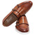 DUCA Men's Rimini Cognac Round Toe Calf Leather Loafers