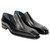 Men's black leather slip-on shoes