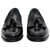 Handcrafted black leather loafers from Italy