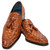 Cognac woven calf leather slip-on loafers