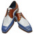 Blue combo leather dress shoes with brogue detail
