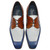Men's blue leather lace-up shoes side view