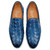 Duca Men's Rivoli Ocean Blue Round Toe Calf Weave Leather Loafers