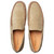 Khaki perforated nubuck moccasin shoes