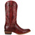 Dan Post Juni women's red leather boot side view showing 12 inch shaft and cowboy heel