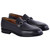Corrente Men's Horsebit Loafer in Black – side profile view showing horsebit hardware