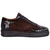 Corrente Men's Croco-Print Suede Fashion Sneaker in Brown – side angle