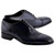 Corrente Men's Perforated Cap-Toe Oxford in Navy – side profile view showing perforation detailing