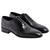Corrente Men's Perforated Cap-Toe Oxford in Black – side profile view showing perforation detailing
