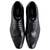 Corrente Men's Perforated Cap-Toe Oxford in Black – top view of cap toe and laces