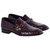 Corrente Men's Crocodile Print Leather Bit Loafer in Burgundy – side profile view showing horsebit ornament