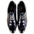 Corrente Men's Patent Leather Cap-Toe Oxford in Navy – top view of cap toe and laces