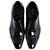 Corrente Men's Patent Leather Cap-Toe Oxford in Black – top view of cap toe and laces