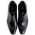 Corrente Men's Calfskin Lace-Up Oxford in Black – top view of plain toe and laces