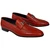 Corrente Men's Vita Calf Skin H-Buckle Loafer in Red – side profile view showing silver H-buckle