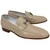 Corrente Men's Vita Calf Skin H-Buckle Loafer in Beige – side profile view showing silver H-buckle