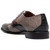 Heel view of the Stacy Adams Tristano Modified Bike Toe Oxford in Burgundy Multi
