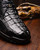 Marco Di Milano Crater Black sneaker, top-down view showing lace hardware