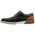 Side profile of the Stacy Adams Phineas Plain Toe Oxford in Black showing the lace panel and eyelets