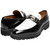 Stacy Adams Carabello slip-on in Black w/White, angled view highlighting the metal bit detail