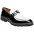 Stacy Adams Carabello Moc Toe Bit Slip-On in Black w/White, front view showing full slip-on silhouette