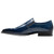 Side profile of the Stacy Adams Alistair Plain Toe Ornament Slip-On in Cobalt showing the vamp