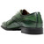 Heel view of the Stacy Adams Alexander Plain Toe Oxford in Green highlighting the stacked heel detail