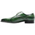 Side profile of the Stacy Adams Alexander Plain Toe Oxford in Green showing the lace panel and eyelets