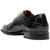 Stacy Adams Alexander oxford in Black, three-quarter view showing the modern stacked heel