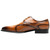 Side profile of the Stacy Adams Alexander Plain Toe Oxford in Tan showing the lace panel and eyelets
