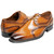 Stacy Adams Alexander oxford in Tan, angled view highlighting the bold perfing detail