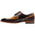 Side profile of the Stacy Adams Talamanco Bike Toe Oxford in Brown Multi showing the bike toe seam