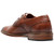 Heel view of the Stacy Adams Giorgetti Plain Toe Oxford in Cognac highlighting the stacked heel detail