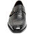Stacy Adams Rubiano slip-on in Black, three-quarter view showing the buckle hardware