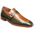 Stacy Adams Rubiano slip-on in Olive Multi, three-quarter view showing the buckle hardware