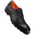 Mezlan Aspen Pebbled Leather Derby in Black – low front angle profile view