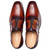Mezlan Birch Two-Tone Lug Sole Derby in Cognac Rust/Purple – top view showing medallion brogue detail
