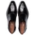 Mezlan Liberty II Shiny Calf Wing Tip Medallion Slip On in Black – top view showing wing tip medallion and hi-shine finish