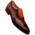 Mezlan Liberty Wing Tip Medallion Slip in Cognac/Rust – angled profile view
