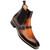 Mezlan Alpine cognac boot, single monk strap buckle detail