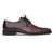 Mezlan Soka burgundy deerskin and calfskin cap toe dress shoe, side profile view