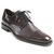 Close-up of burgundy deerskin cap toe and hand-stitched tassel on Mezlan Soka